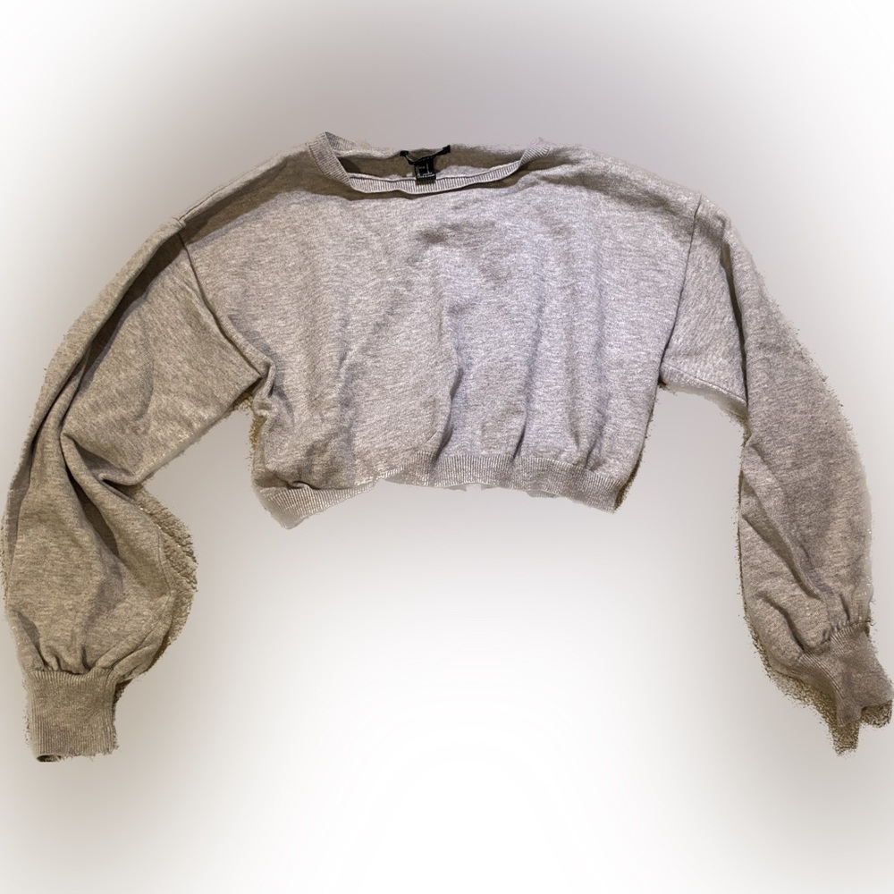 Women’s Crop Top Crew Neck Gray